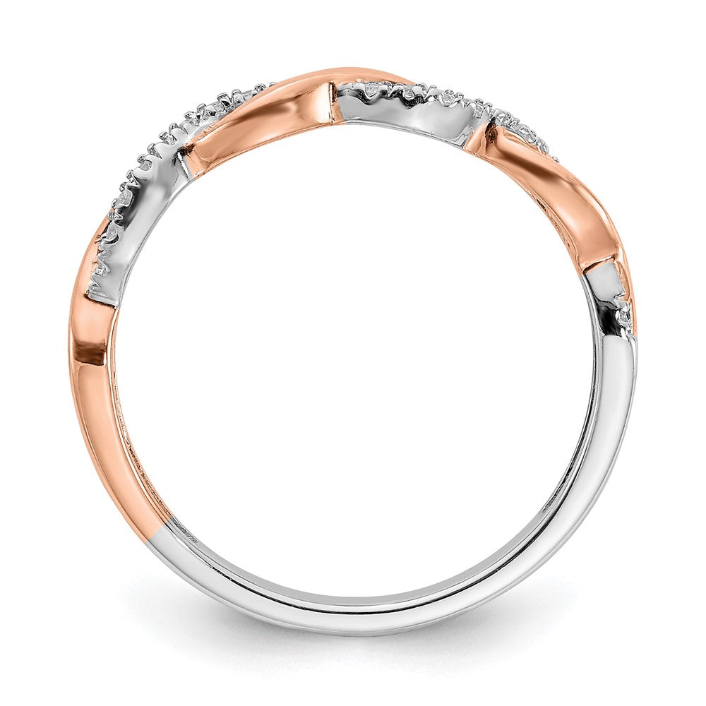 14k Two-tone Two Tone Rose and White Gold 1/8 Ct. Lab Grown Diamond VS/SI+ G+ Wedding Band Ring