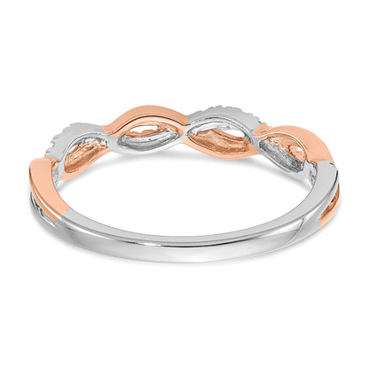 14k Two-tone Two Tone Rose and White Gold 1/8 Ct. Lab Grown Diamond VS/SI+ G+ Wedding Band Ring
