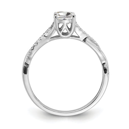 14K White Gold Criss Cross (Holds 1/2 Carat (5.2mm) Round Center) 1/8 Diamond Semi Mount Engagement Ring