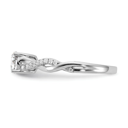 14K White Gold Criss Cross (Holds 1/2 Carat (5.2mm) Round Center) 1/8 Diamond Semi Mount Engagement Ring