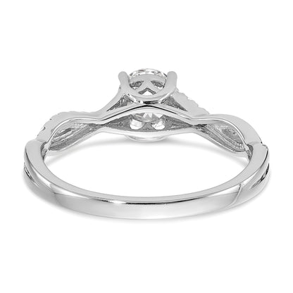 14K White Gold Criss Cross (Holds 1/2 Carat (5.2mm) Round Center) 1/8 Diamond Semi Mount Engagement Ring