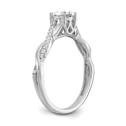 14K White Gold Criss Cross (Holds 1/2 Carat (5.2mm) Round Center) 1/8 Diamond Semi Mount Engagement Ring