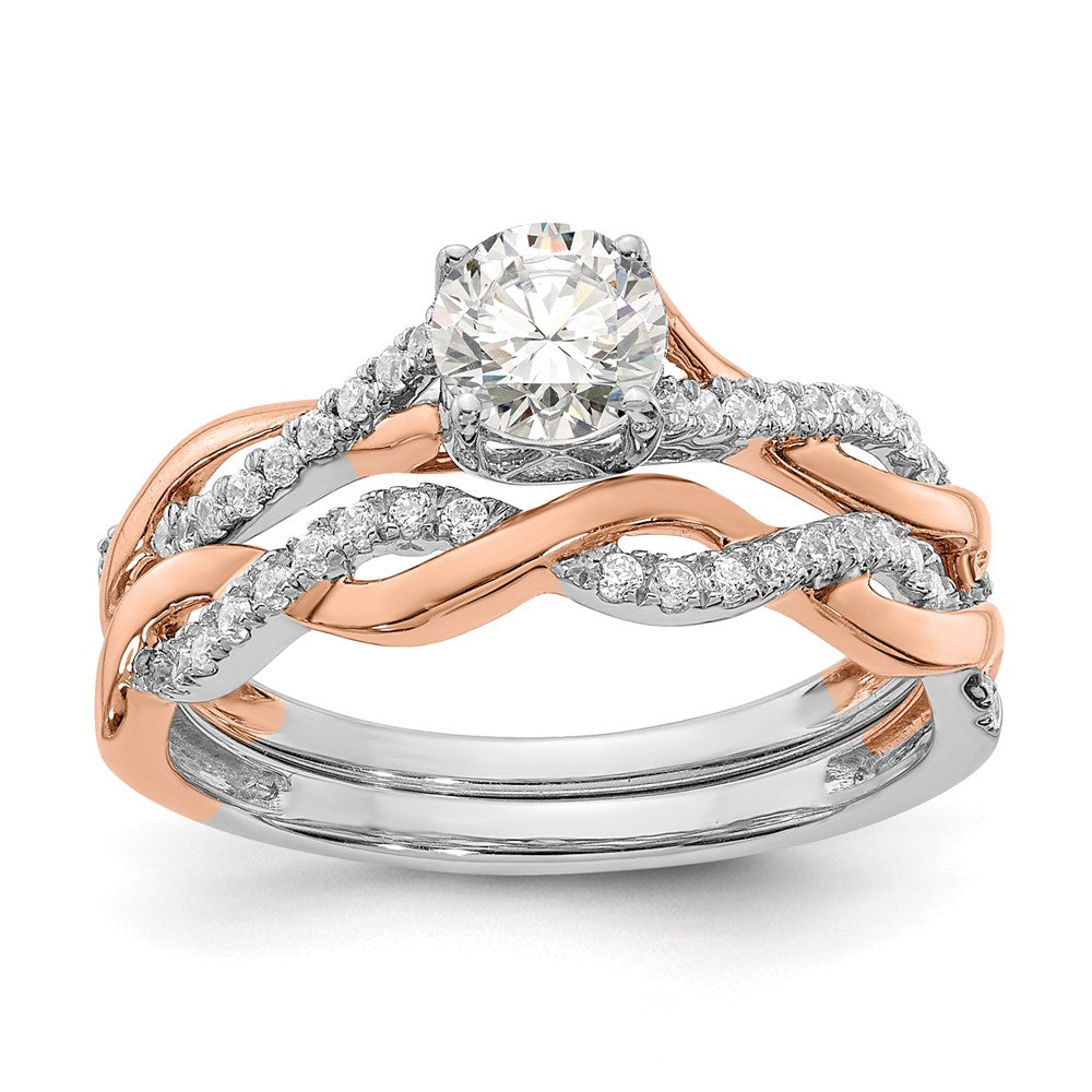 14k Two-tone Two Tone Rose and White Gold 5/8 Ct. Lab Grown Diamond VS/SI+ G+ Complete Engagement Ring