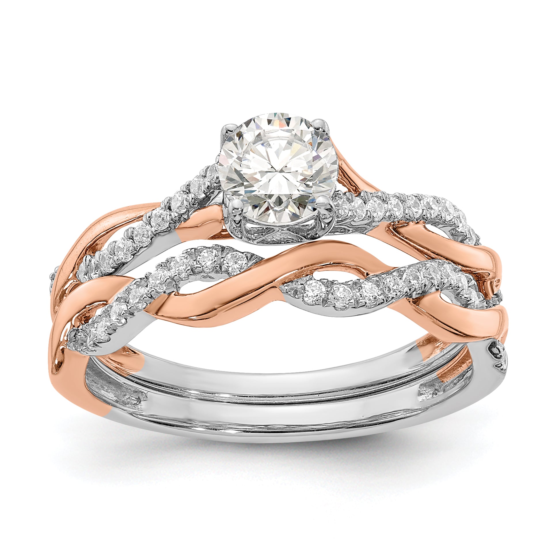 14k Two-tone Two Tone Rose and White Gold 5/8 Ct. Lab Grown Diamond VS/SI+ G+ Engagement Ring