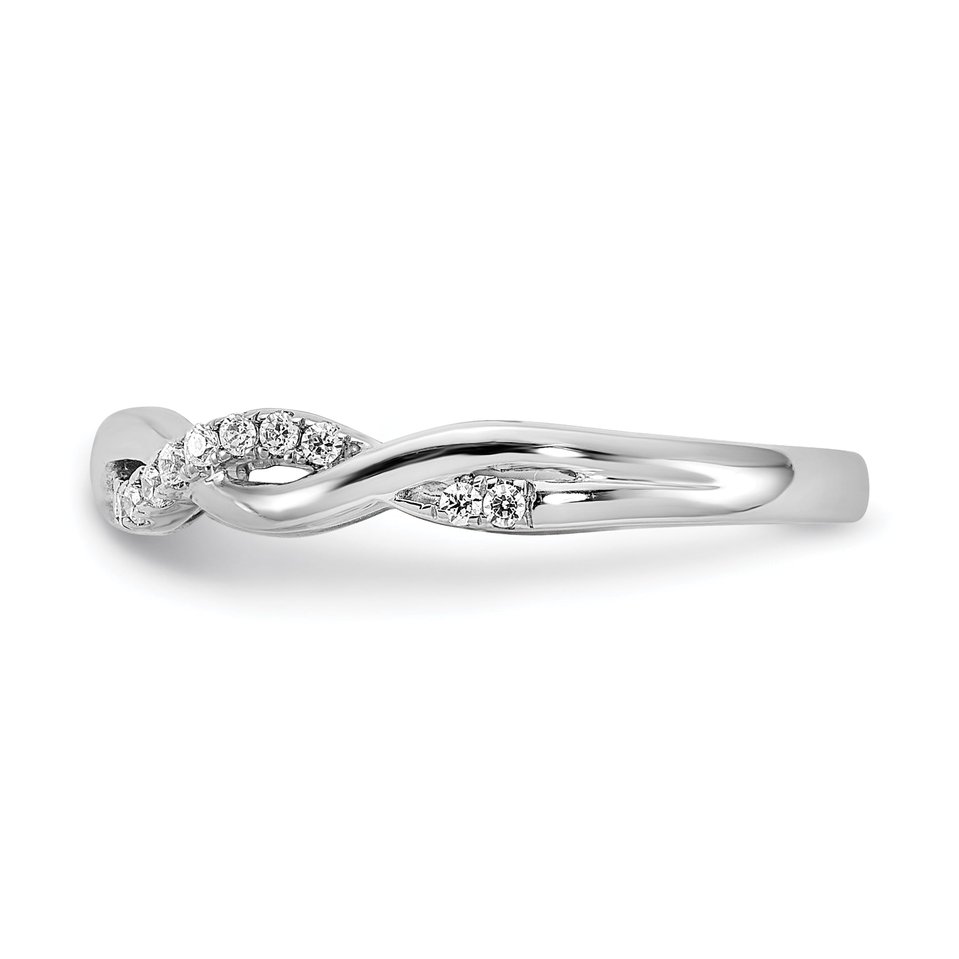 14k White Gold 1/8 Ct. Lab Grown Diamond VS/SI+ G+ Twist Wedding Band Ring