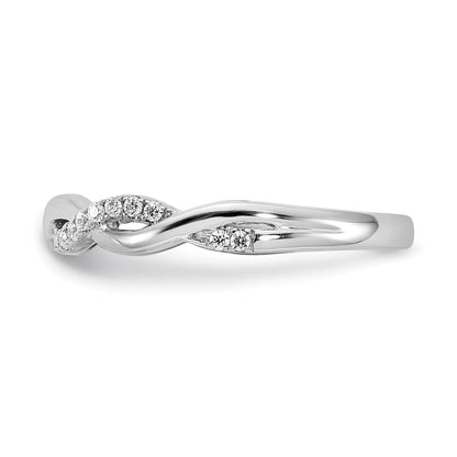 14k White Gold 1/8 Ct. Lab Grown Diamond VS/SI+ G+ Twist Wedding Band Ring