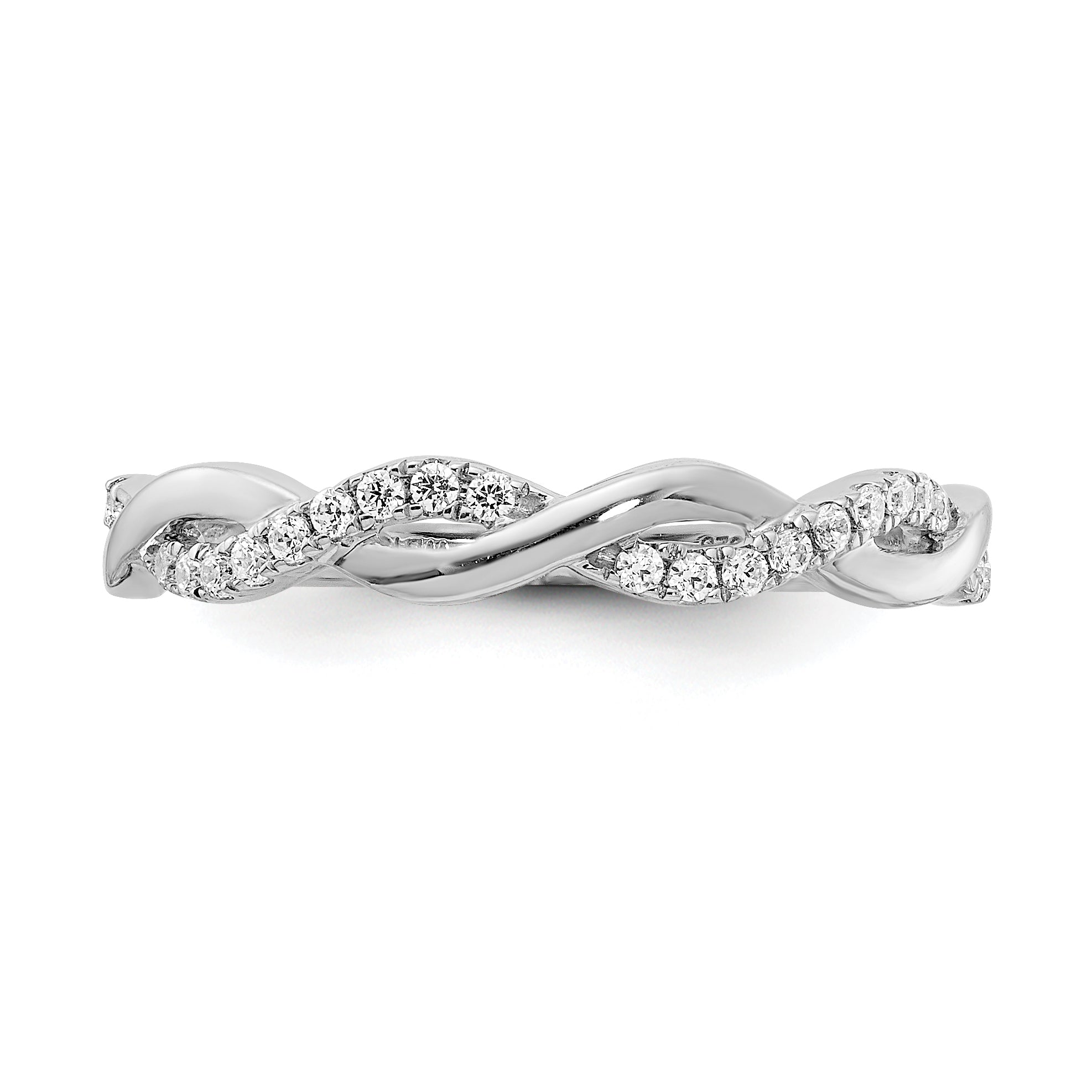 14k White Gold 1/8 Ct. Lab Grown Diamond VS/SI+ G+ Twist Wedding Band Ring