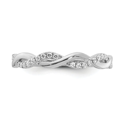 14k White Gold 1/8 Ct. Lab Grown Diamond VS/SI+ G+ Twist Wedding Band Ring