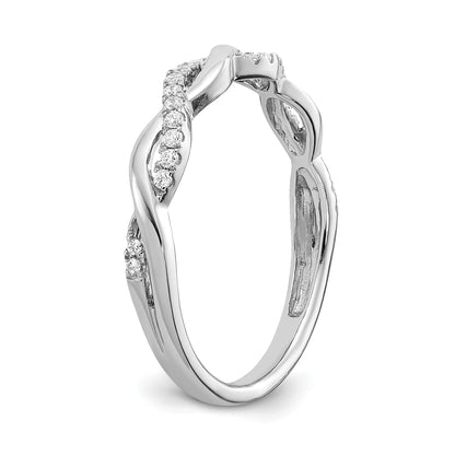 14k White Gold 1/8 Ct. Lab Grown Diamond VS/SI+ G+ Twist Wedding Band Ring