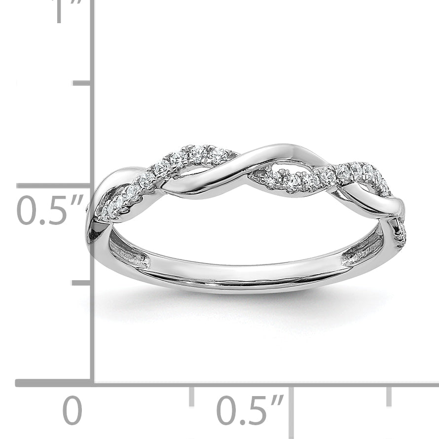 14k White Gold 1/8 Ct. Lab Grown Diamond VS/SI+ G+ Twist Wedding Band Ring
