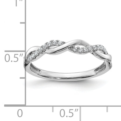 14k White Gold 1/8 Ct. Lab Grown Diamond VS/SI+ G+ Twist Wedding Band Ring