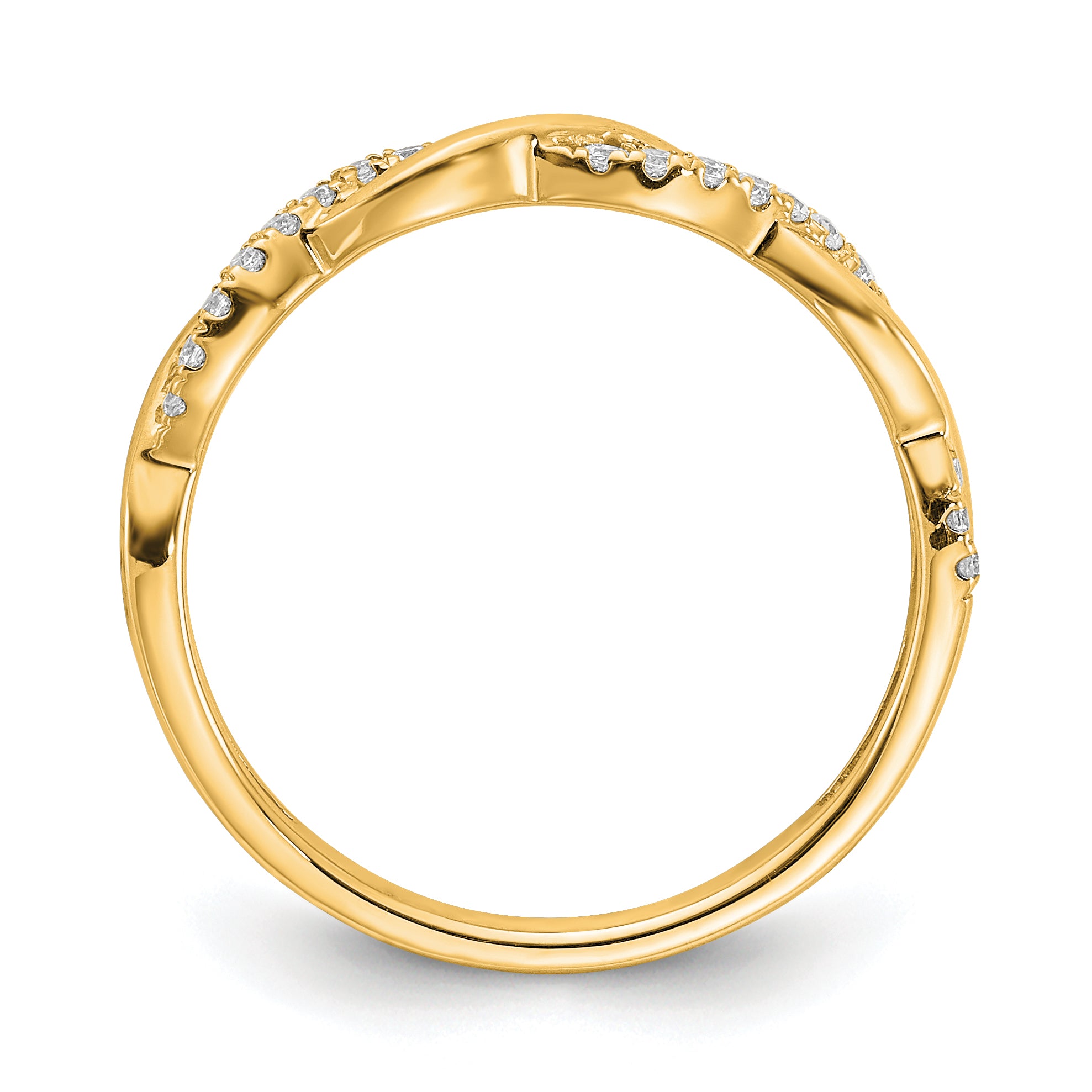 14K Yellow Gold Diamond Twist Design Wedding Band