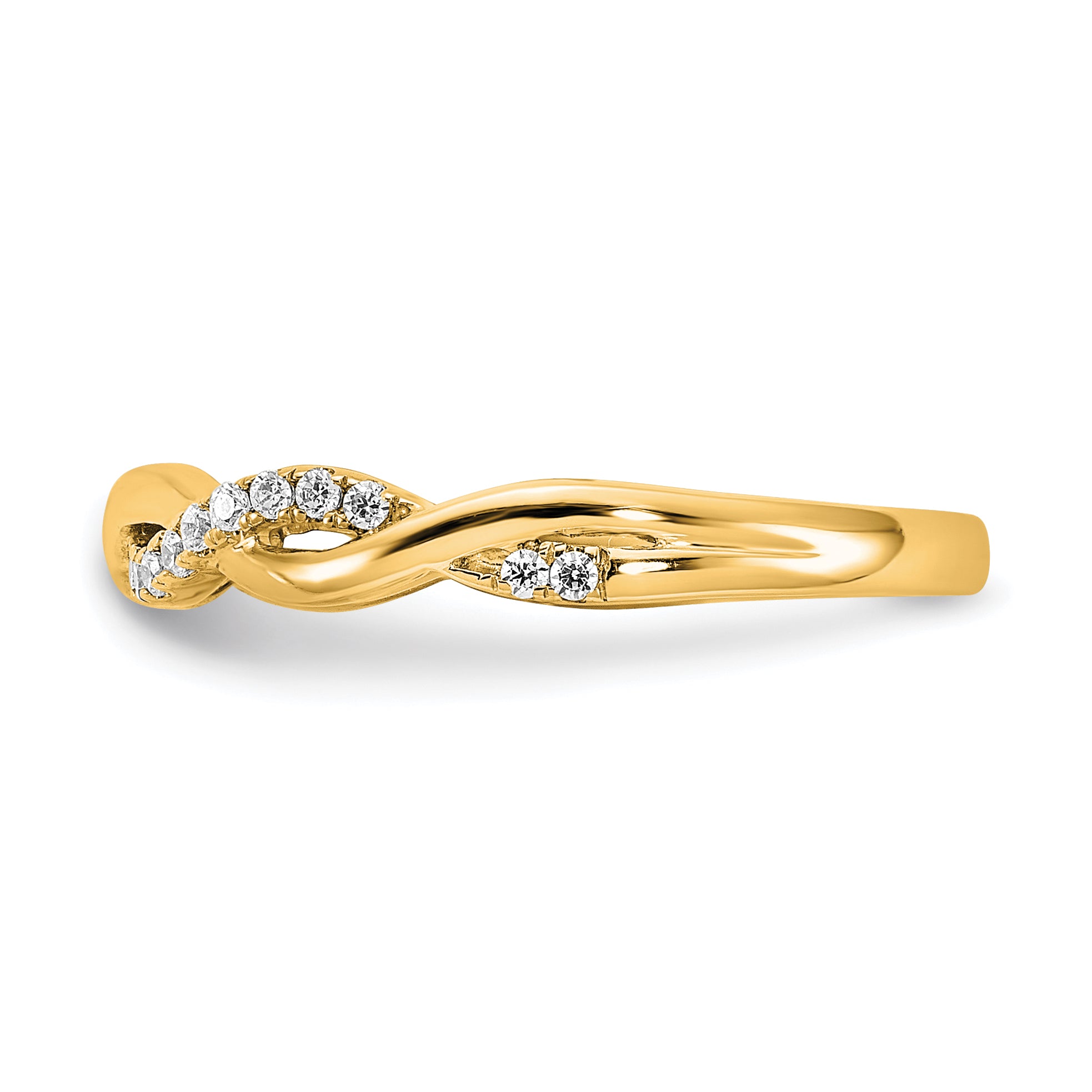 14K Yellow Gold Diamond Twist Design Wedding Band