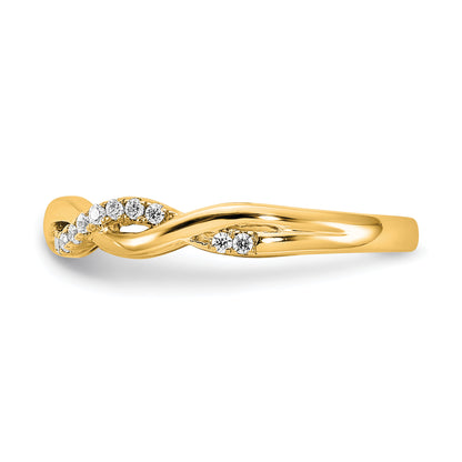 14K Yellow Gold Diamond Twist Design Wedding Band