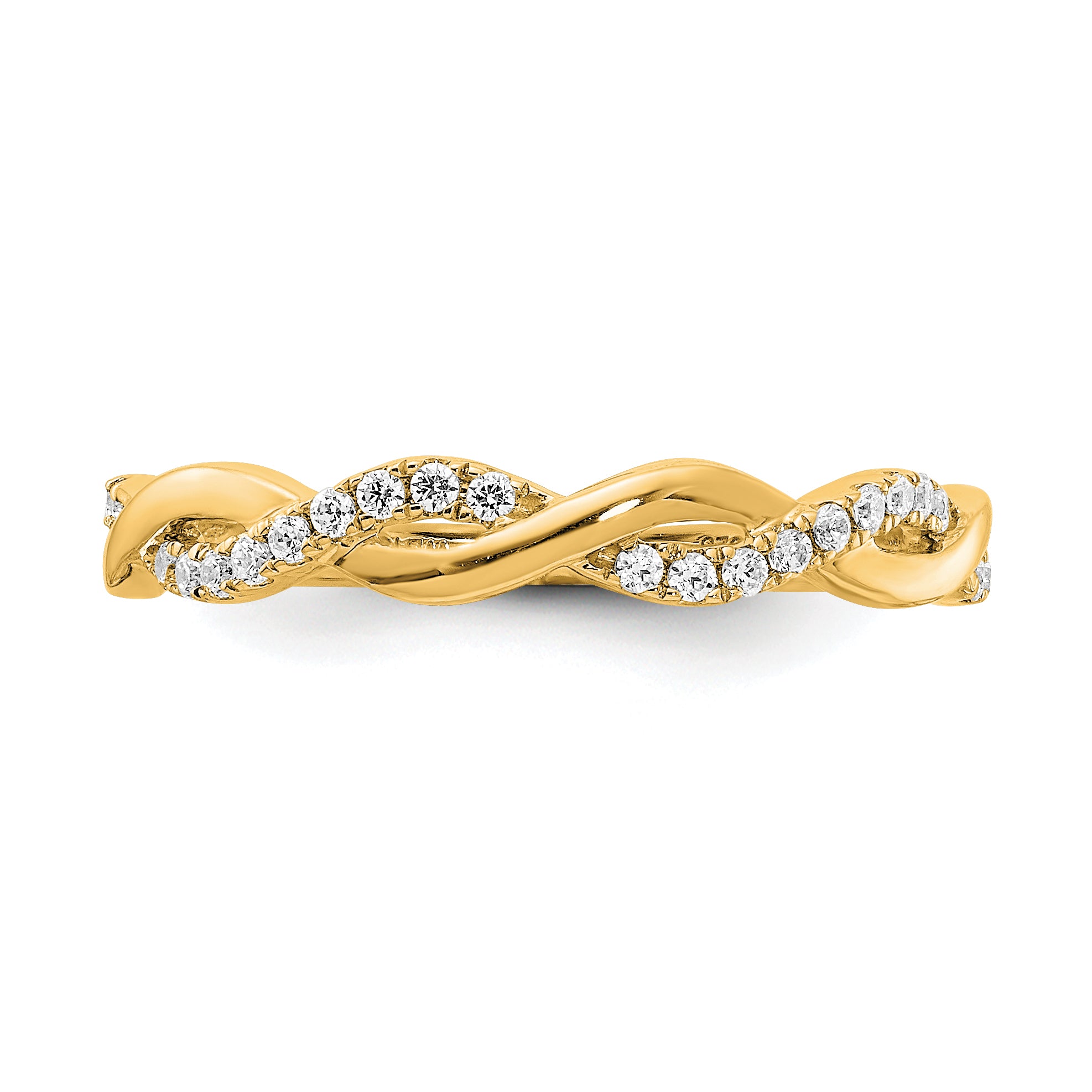 14K Yellow Gold Diamond Twist Design Wedding Band