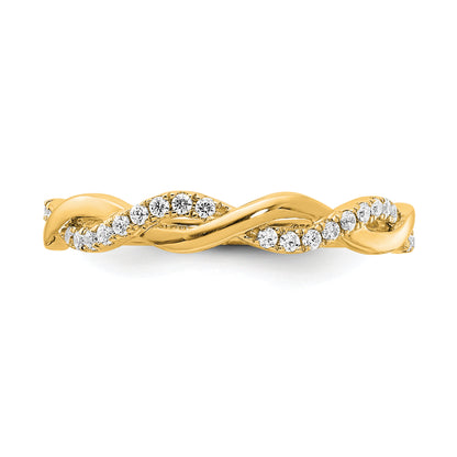 14K Yellow Gold Diamond Twist Design Wedding Band