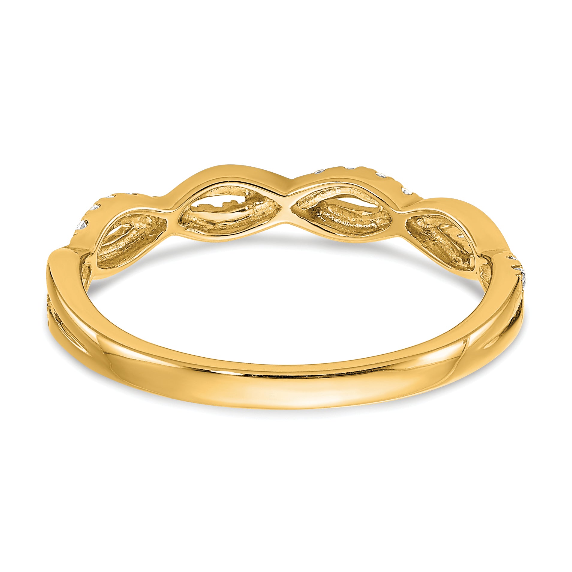 14K Yellow Gold Diamond Twist Design Wedding Band