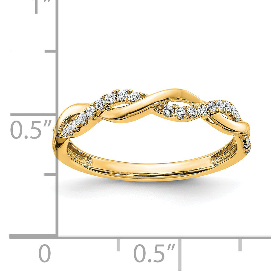 14K Yellow Gold Diamond Twist Design Wedding Band