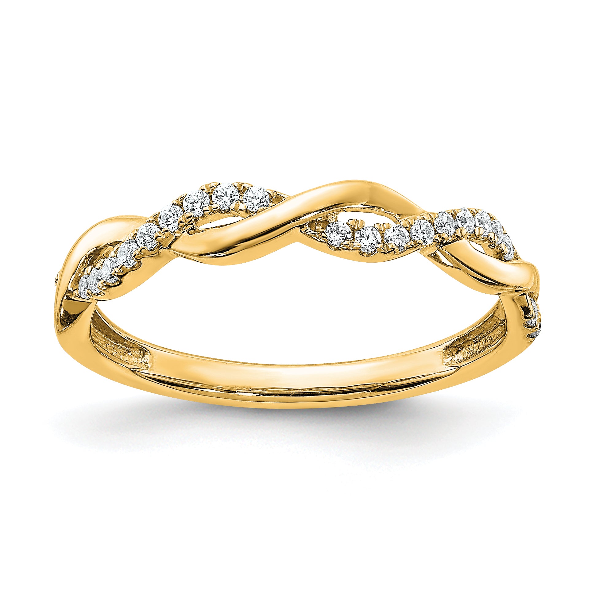 14K Yellow Gold Diamond Twist Design Wedding Band