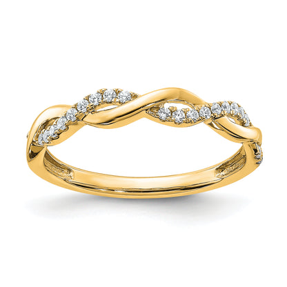 14K Yellow Gold Diamond Twist Design Wedding Band