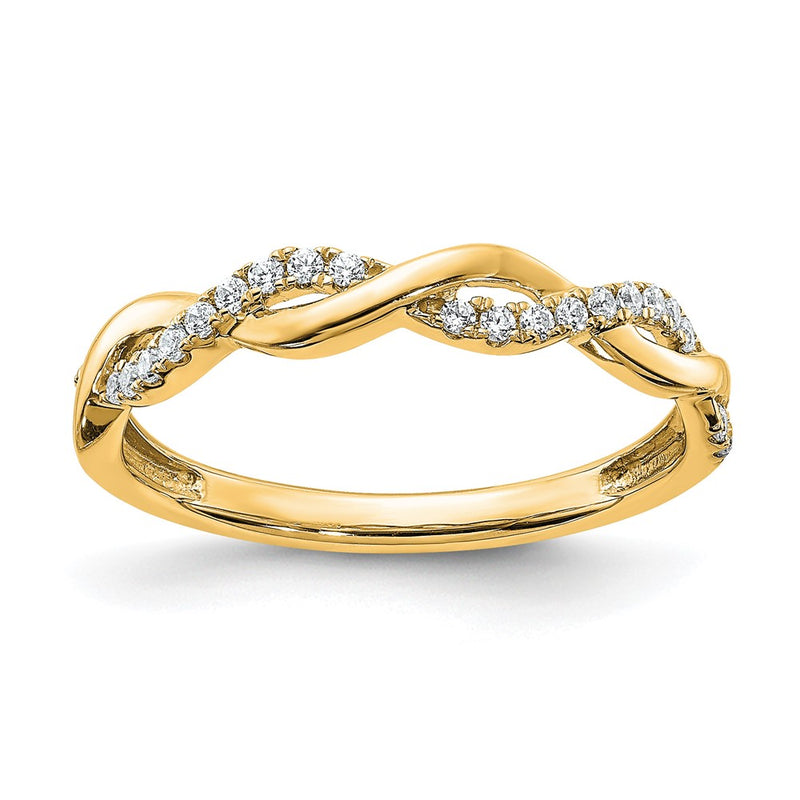 14K Yellow Gold Diamond Twist Design Wedding Band