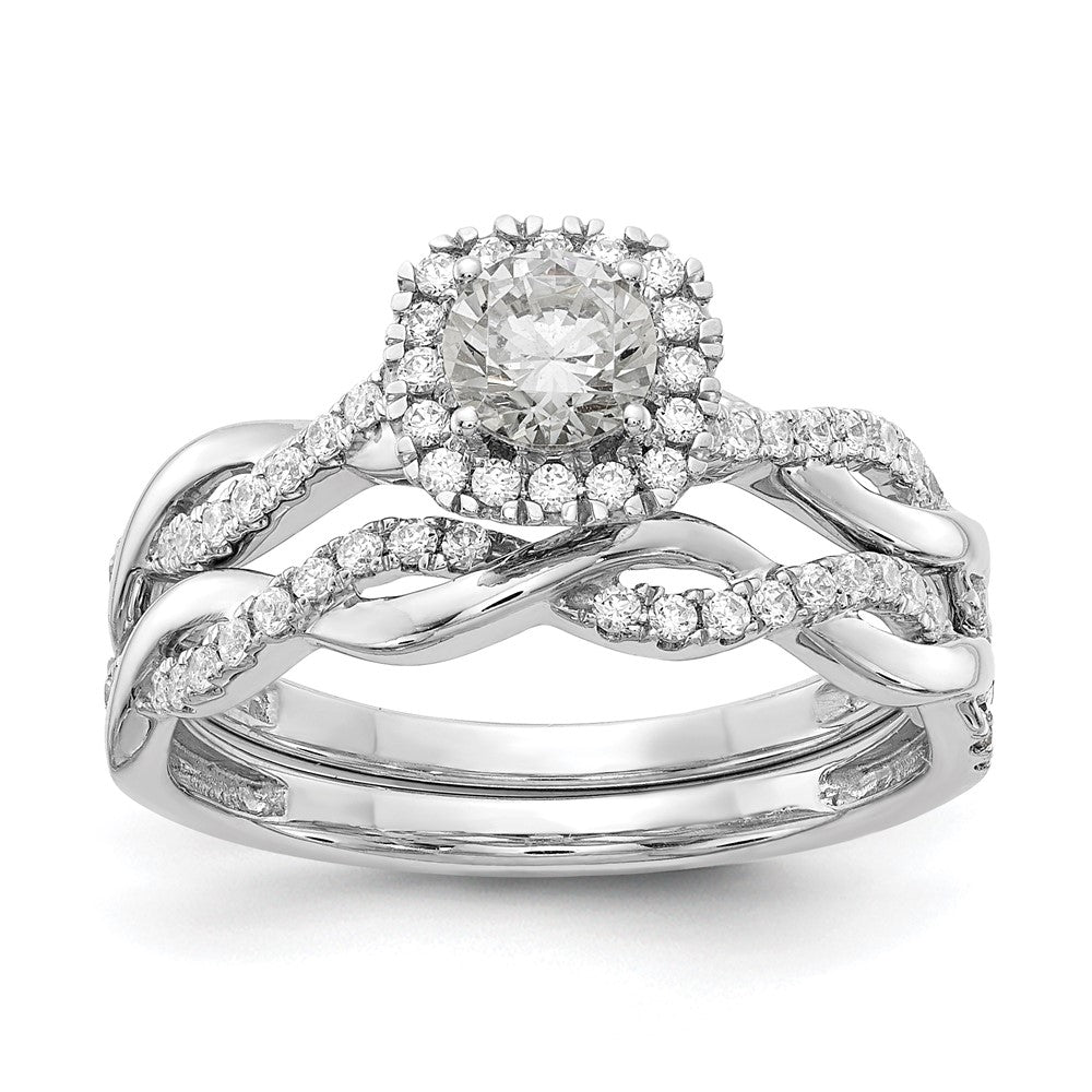 10k White Gold 5/8 Ct. Lab Grown Diamond VS/SI+ G+ Complete Round Halo Engagement Ring