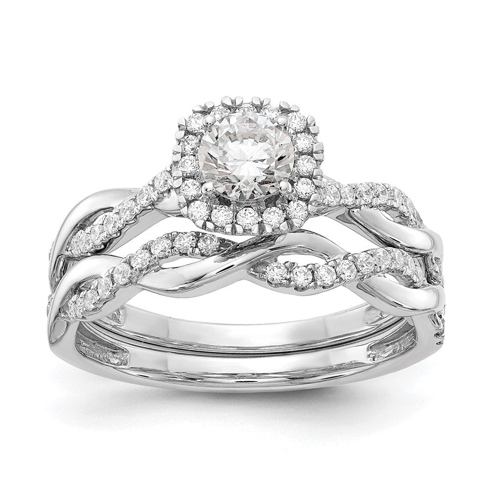 14k White Gold 5/8 Ct. Lab Grown Diamond VS/SI+ G+ Round Halo Engagement Ring