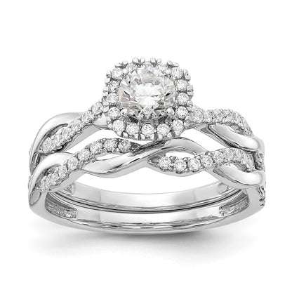 14k White Gold 5/8 Ct. Lab Grown Diamond VS/SI+ G+ Round Halo Engagement Ring