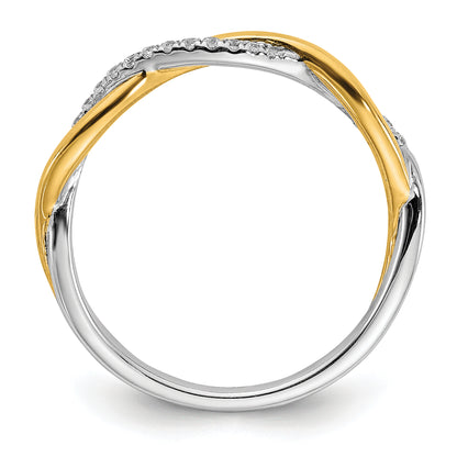 14K Two Tone White & Yellow Gold Diamond Wedding Band