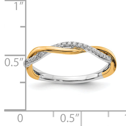 14K Two Tone White & Yellow Gold Diamond Wedding Band