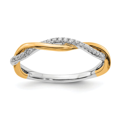 14K Two Tone White & Yellow Gold Diamond Wedding Band