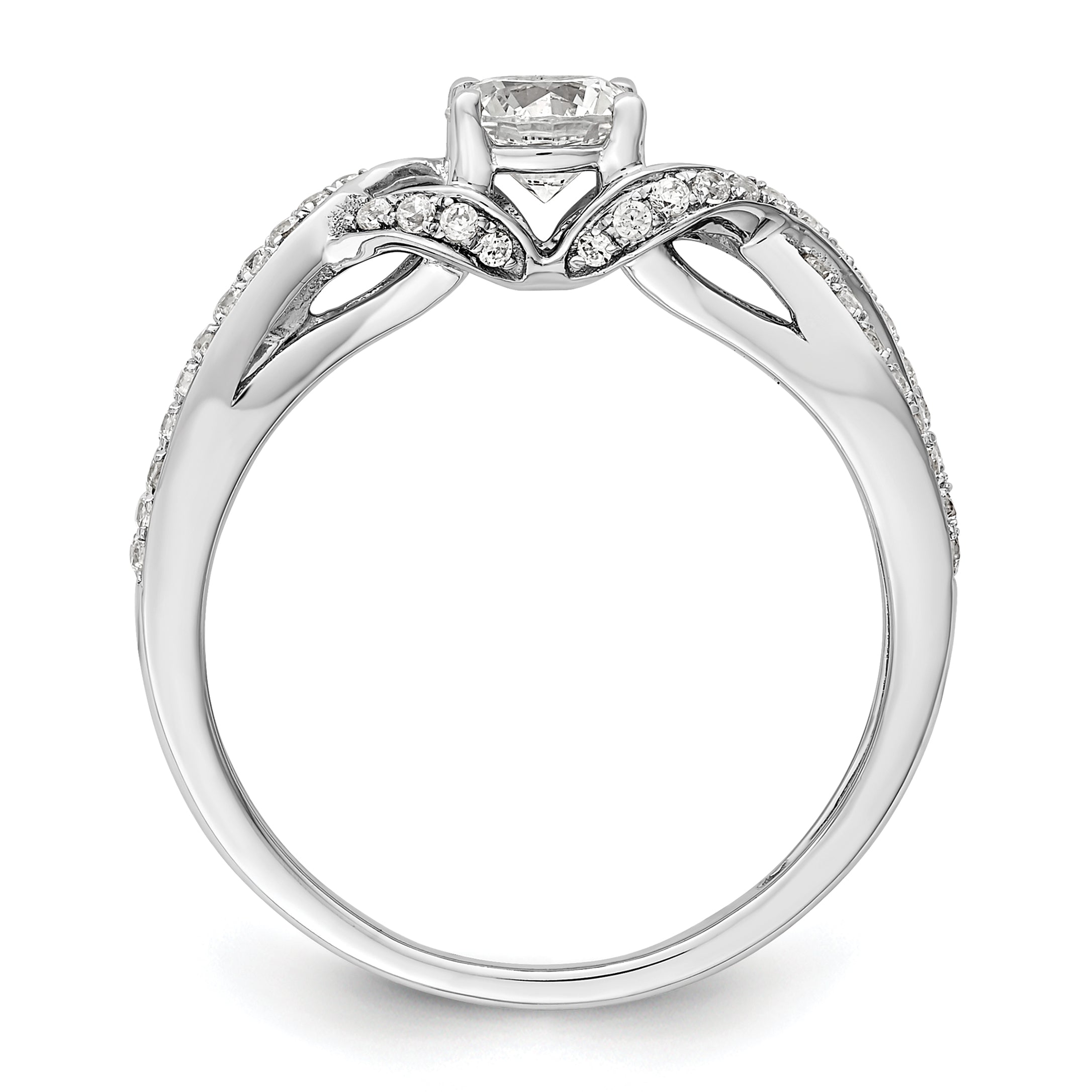 14k White Gold 3/4 Ct. Lab Grown Diamond VS/SI+ G+ Round Twist Bypass Engagment Ring
