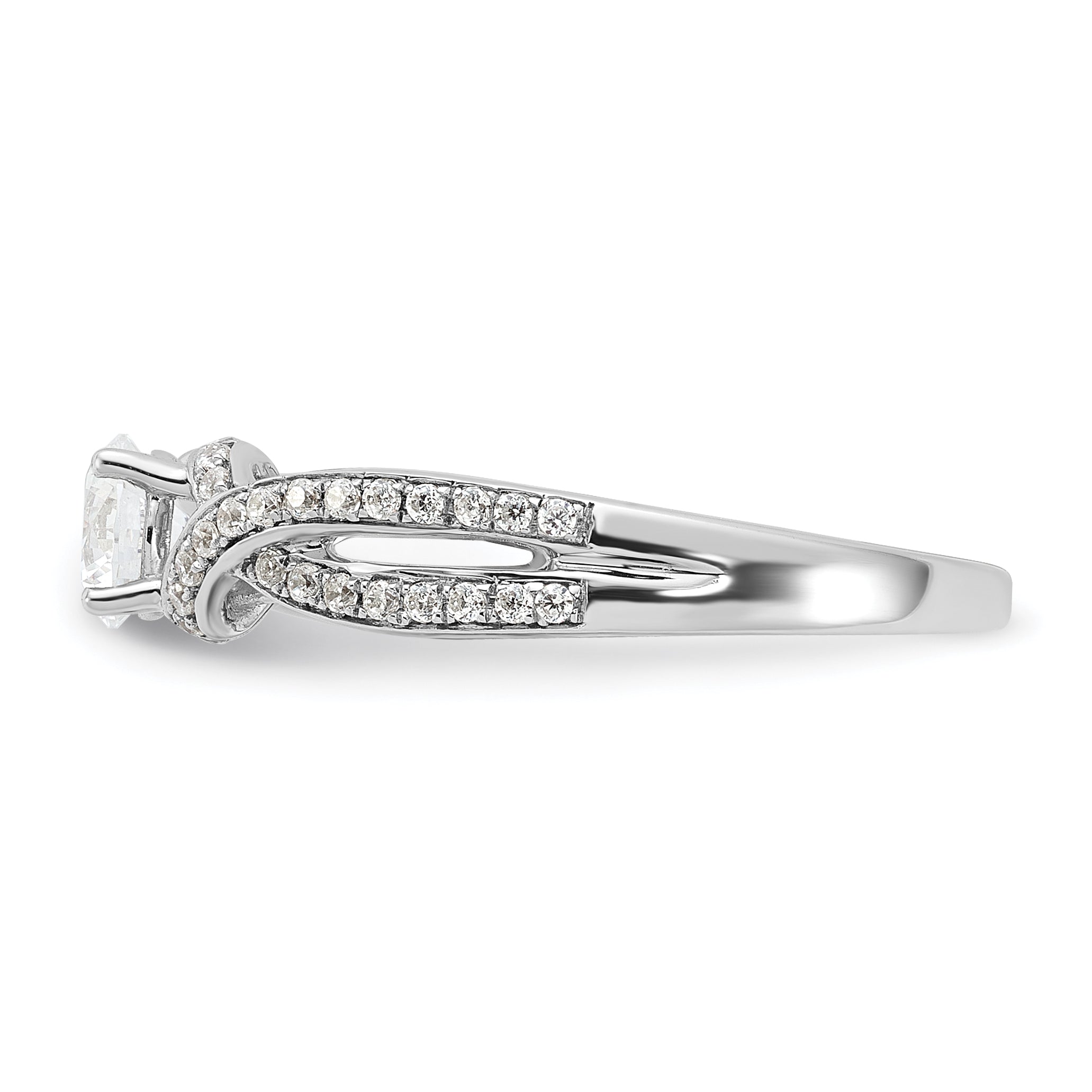 14k White Gold 3/4 Ct. Lab Grown Diamond VS/SI+ G+ Round Twist Bypass Engagment Ring