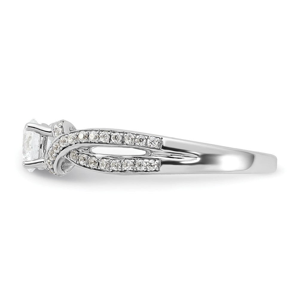 14k White Gold 3/4 Ct. Lab Grown Diamond VS/SI+ G+ Round Twist Bypass Engagment Ring