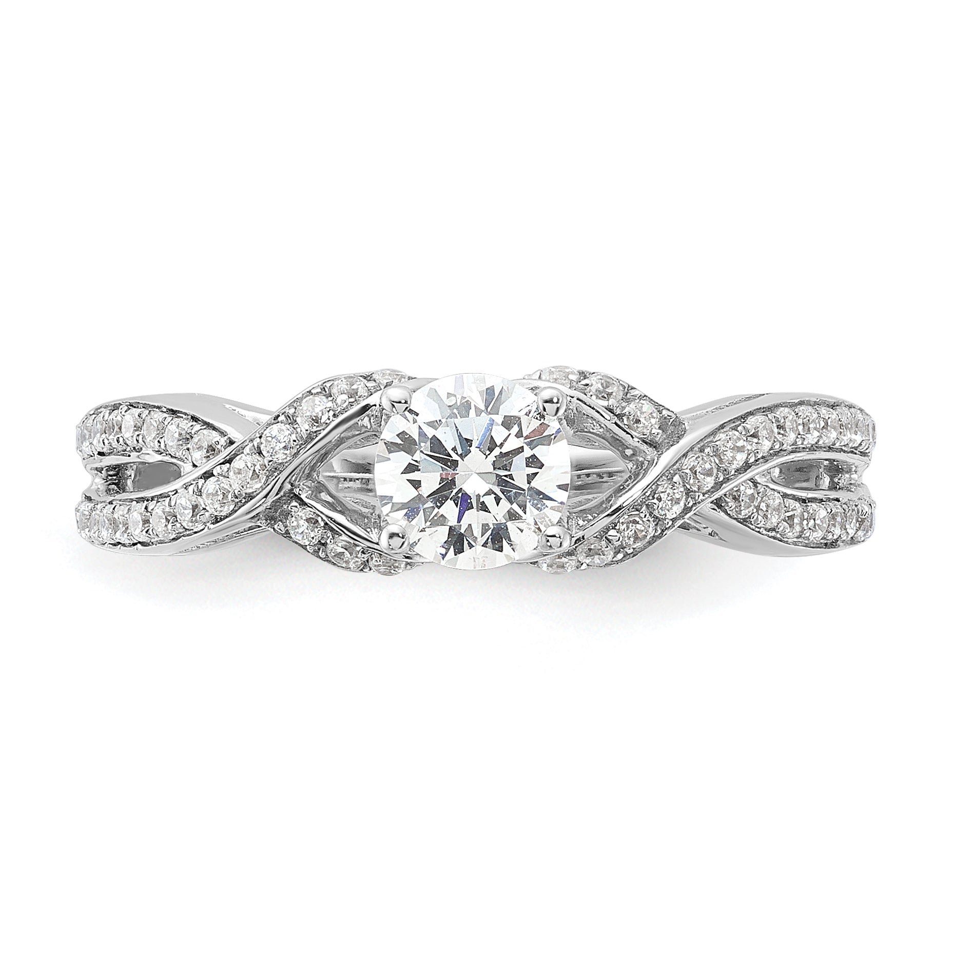 14k White Gold 3/4 Ct. Lab Grown Diamond VS/SI+ G+ Round Twist Bypass Engagment Ring