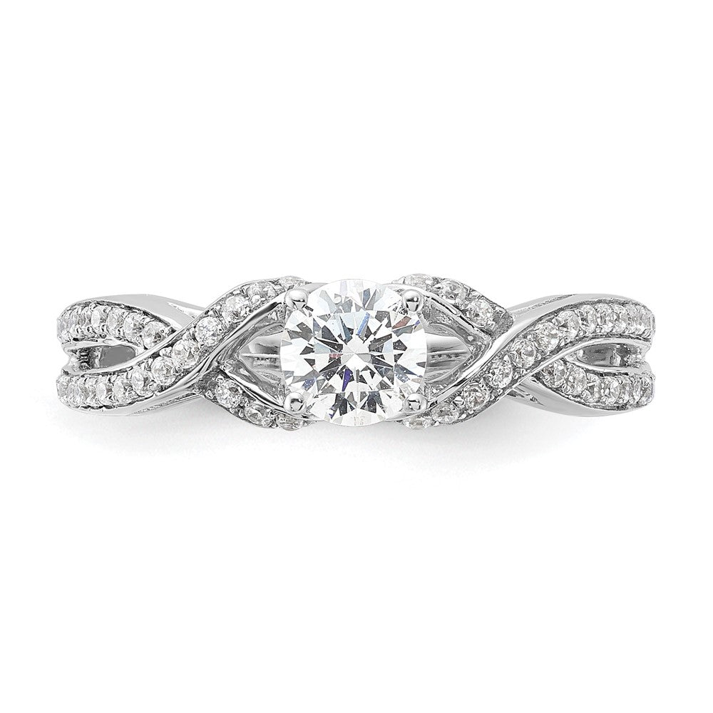 14k White Gold 3/4 Ct. Lab Grown Diamond VS/SI+ G+ Round Twist Bypass Engagment Ring