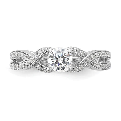 14k White Gold 3/4 Ct. Lab Grown Diamond VS/SI+ G+ Round Twist Bypass Engagment Ring