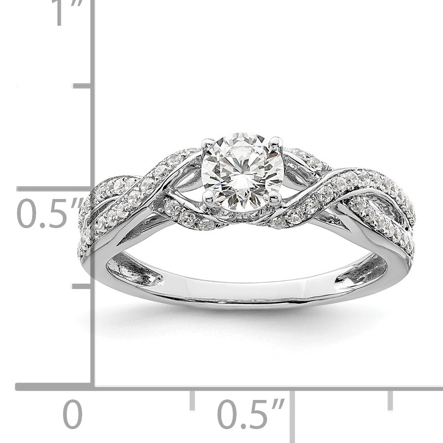 14k White Gold 3/4 Ct. Lab Grown Diamond VS/SI+ G+ Round Twist Bypass Engagment Ring