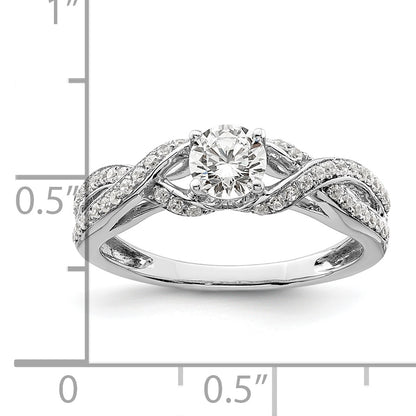 14k White Gold 3/4 Ct. Lab Grown Diamond VS/SI+ G+ Round Twist Bypass Engagment Ring