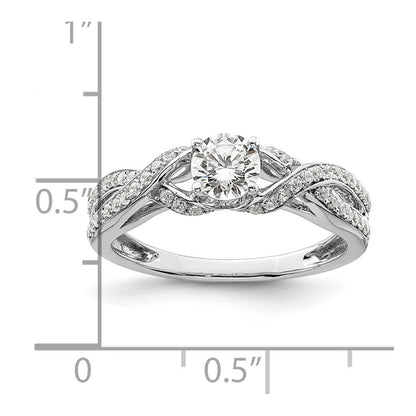 14k White Gold 3/4 Ct. Lab Grown Diamond VS/SI+ G+ Round Twist Bypass Engagment Ring