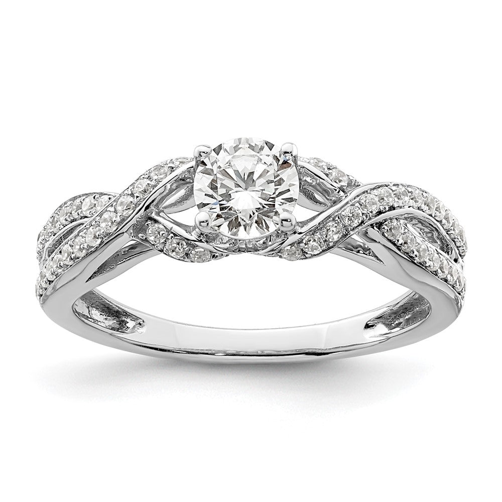14k White Gold 3/4 Ct. Lab Grown Diamond VS/SI+ G+ Round Twist Bypass Engagment Ring