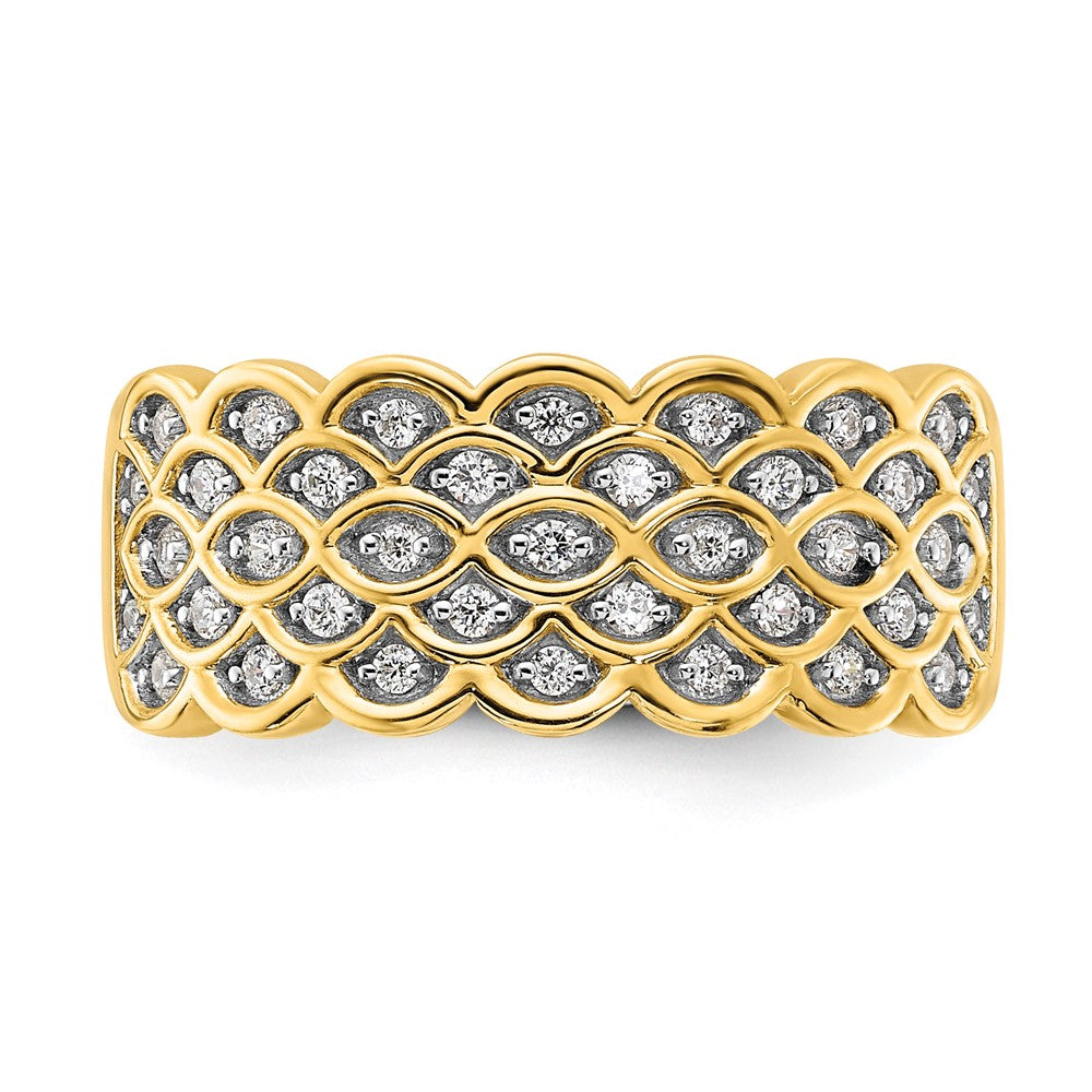 14K Yellow Gold Pave 1/4 carat Complete Diamond Wedding Band Ring