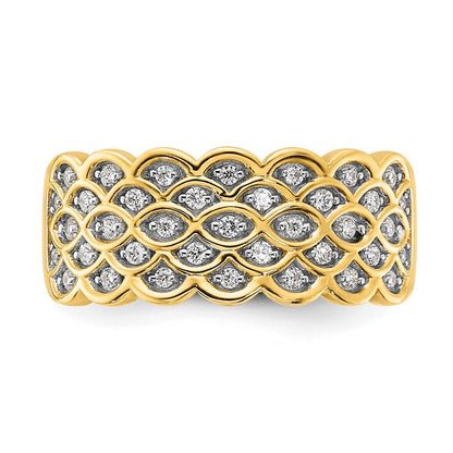 14K Yellow Gold Pave 1/4 carat Complete Diamond Wedding Band Ring