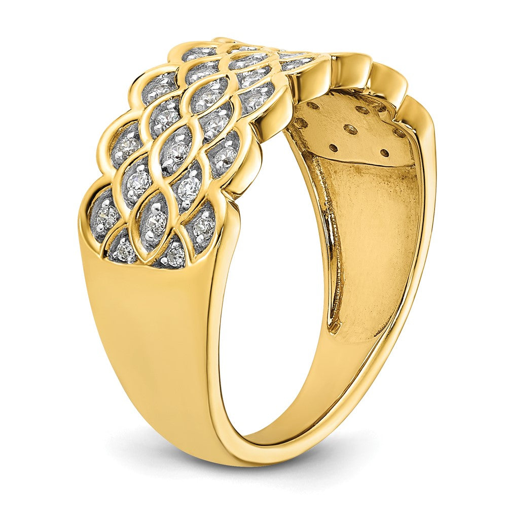 14K Yellow Gold Pave 1/4 carat Complete Diamond Wedding Band Ring