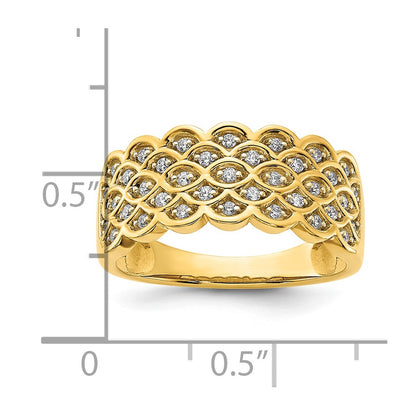 14K Yellow Gold Pave 1/4 carat Complete Diamond Wedding Band Ring