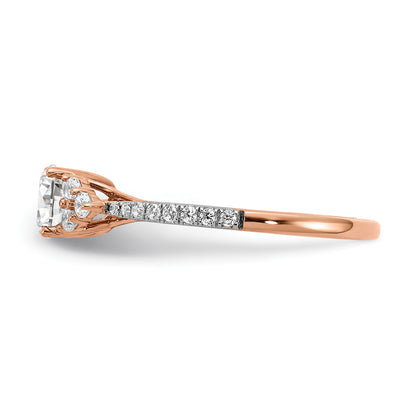 14K Rose Gold (Holds 1/2 Carat (5.2mm) Round Center) 1/4 Diamond Semi Mount Engagement Ring