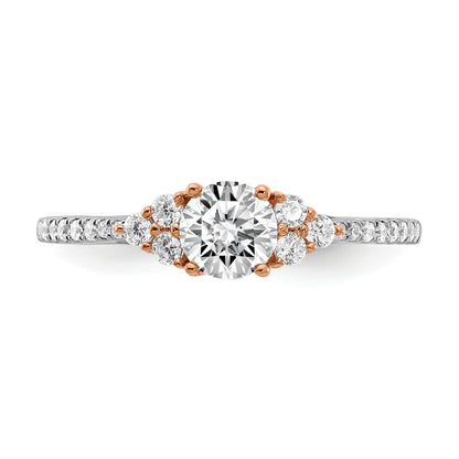 14K Rose Gold (Holds 1/2 Carat (5.2mm) Round Center) 1/4 Diamond Semi Mount Engagement Ring
