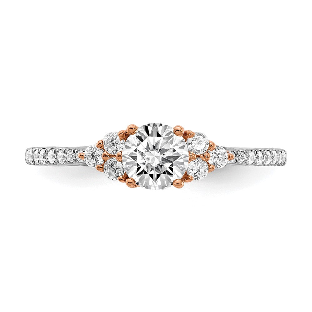 14K Rose Gold (Holds 1/2 Carat (5.2mm) Round Center) 1/4 Diamond Semi Mount Engagement Ring