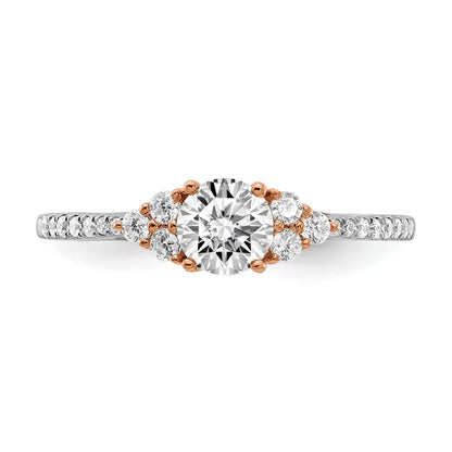 14K Rose Gold (Holds 1/2 Carat (5.2mm) Round Center) 1/4 Diamond Semi Mount Engagement Ring
