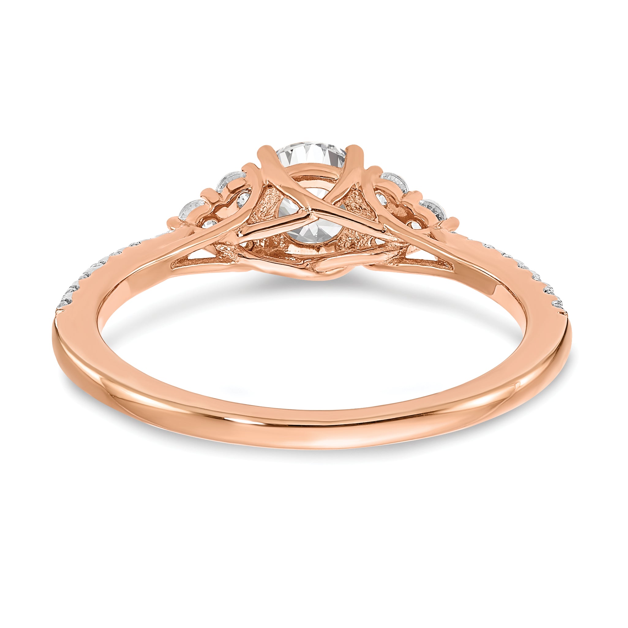 14k Rose Gold 3/4 Ct. Lab Grown Diamond VS/SI+ G+ Round Shared Prong Engagement Ring